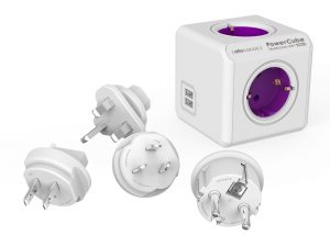Multipriza de calatorie cu 2 porturi USB PowerCube |ReWirable USB| + 4 adaptoare - Tip F (Europa)