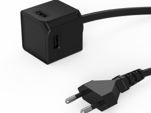 Prelungitor adaptor de alimentare cu 4 porturi USB-A USBcube |Extended| - negru, 1.5m