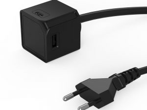 Prelungitor adaptor de alimentare cu 2 porturi USB-A si 2 porturi USB-C USBcube |Extended USB| A+C - negru, 1.5m