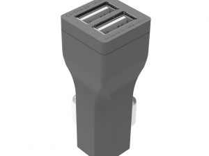 Încărcător auto cu 2 porturi USB, gri
